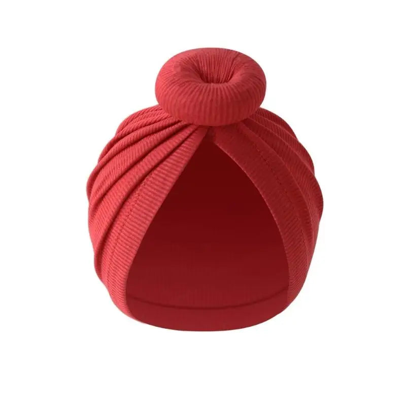 Baby Turban Hat – Soft Cotton Elastic Bun Knot Cap (0–6 Months)