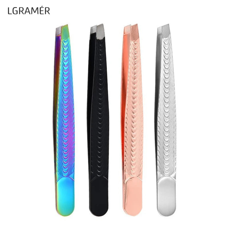 Stainless Fish Slant Black Coated Eyebrow Tweezers - Professional Hair Removal for Women, Ingrown Hair, Splinter, Daily Beauty Peaceful Pleasures Health and Wellness mixed-4 color