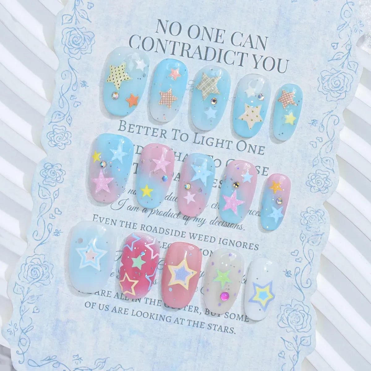 Dopamine Star Nail Stickers – Rainbow Starburst DIY Decals