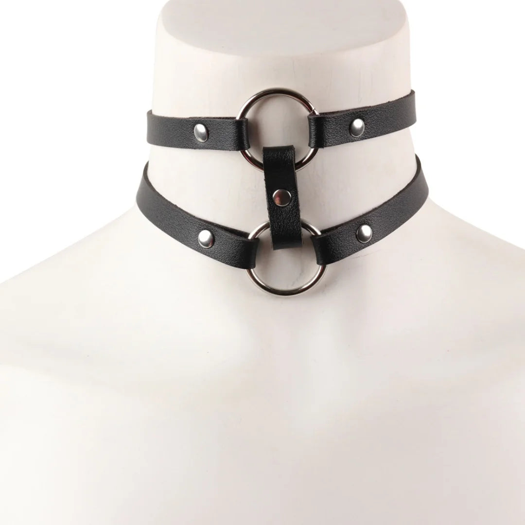 YK2 Women Sexy Fashion PU Leather Collar Gothic Street Erotic Bdsm