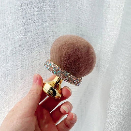 Large Mushroom Head Cheek Powder Brush Body Loose Powder Brush Super Size Cosmetic Brush Nylon Bristles Plastic Handle Peaceful Pleasures Health and Wellness