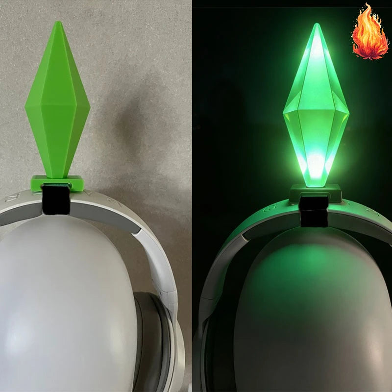 Bold Glowing Green Shard Velcro for Headband, Eye-Catching LED Flashing Plastic Patch, Cosplay Party Prop for Gamers Anime Fans Peaceful Pleasures Health and Wellness green light - Velcro