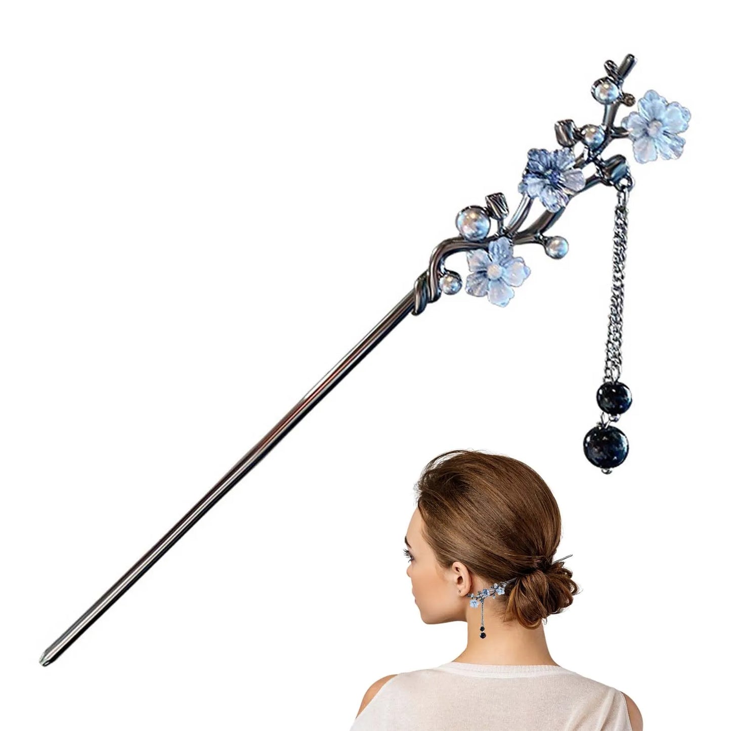 Women Elegant Hair Chignon with Tassel Fine Workmanship Long Straight Hair Stick for Hair DIY Accessory Hair Styling Peaceful Pleasures Health and Wellness 1
