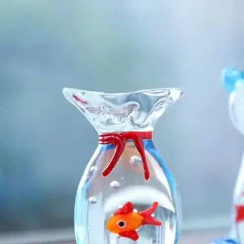 Handcrafted Glass Fish Figurine | Mini Pocket Fish Ornament Glass Fish Figurine Peaceful Pleasures Health and Wellness