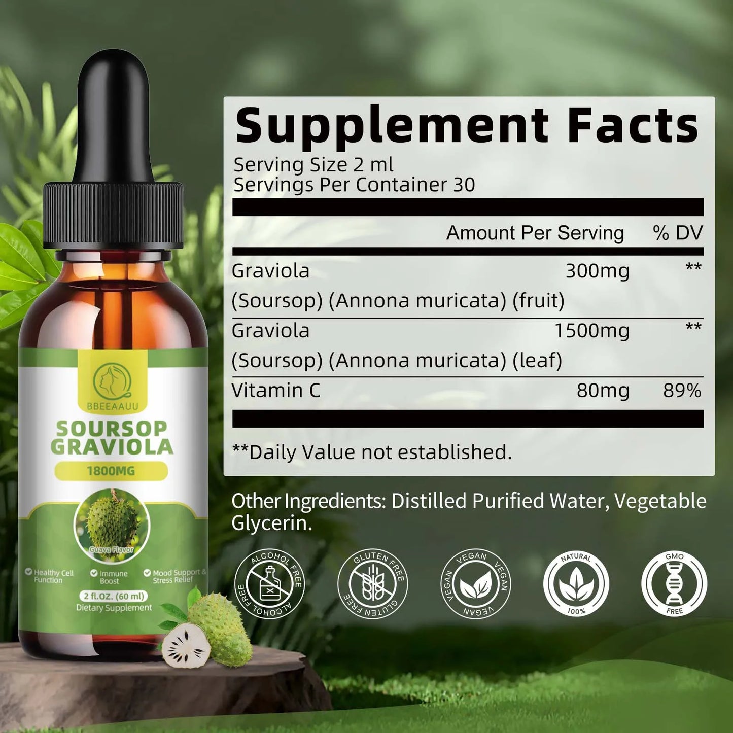 Soursop Graviola Extract Drops – Immunity & Detox Support Herbal Supplement Peaceful Pleasures Health and Wellness