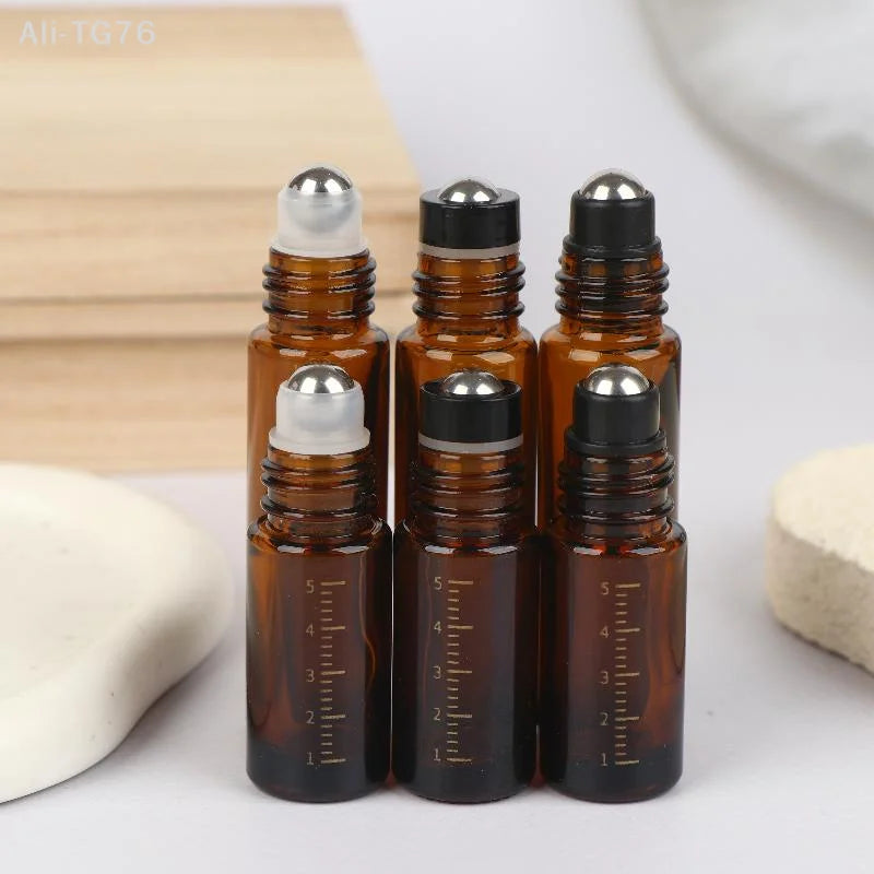 Amber Glass Roll-On Bottles 5ml 10ml | Essential Oil Roller Vials