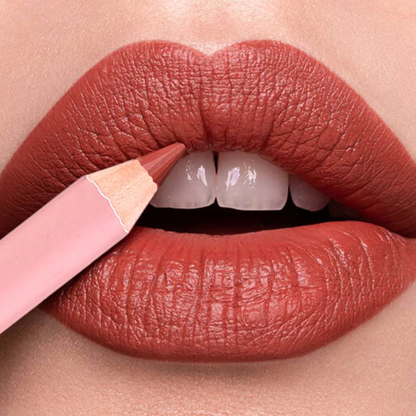 12-Color Matte Waterproof Lip Liner Pencil Set – Nude & Pink