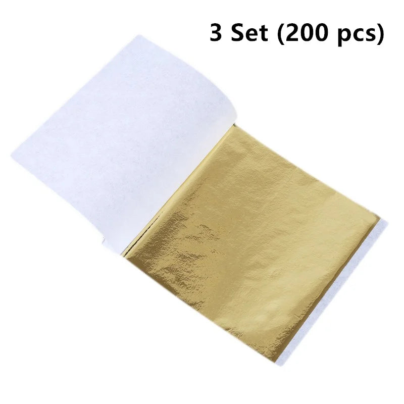 100/300 Sheets Imitation 24K Gold Foil Leaf for Crafts & Cake Decor