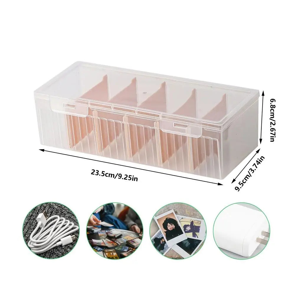 Clear Plastic Card Storage Box with Adjustable Dividers