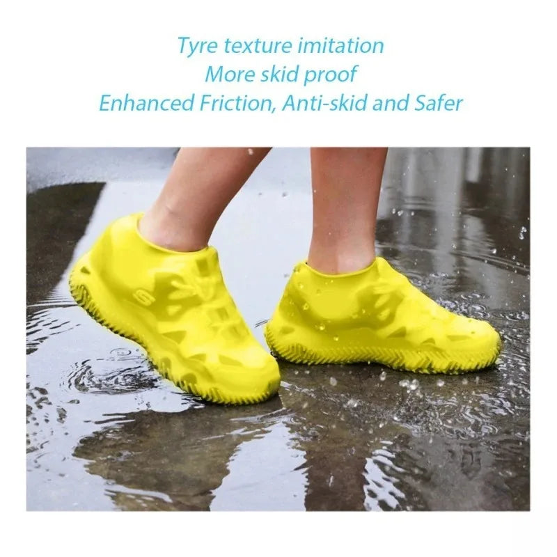 2PCS Unisex Waterproof Non-Slip Silicone Rain Boot Covers High Elastic Reusable Outdoor Shoes for Rainy Day Peaceful Pleasures Health and Wellness