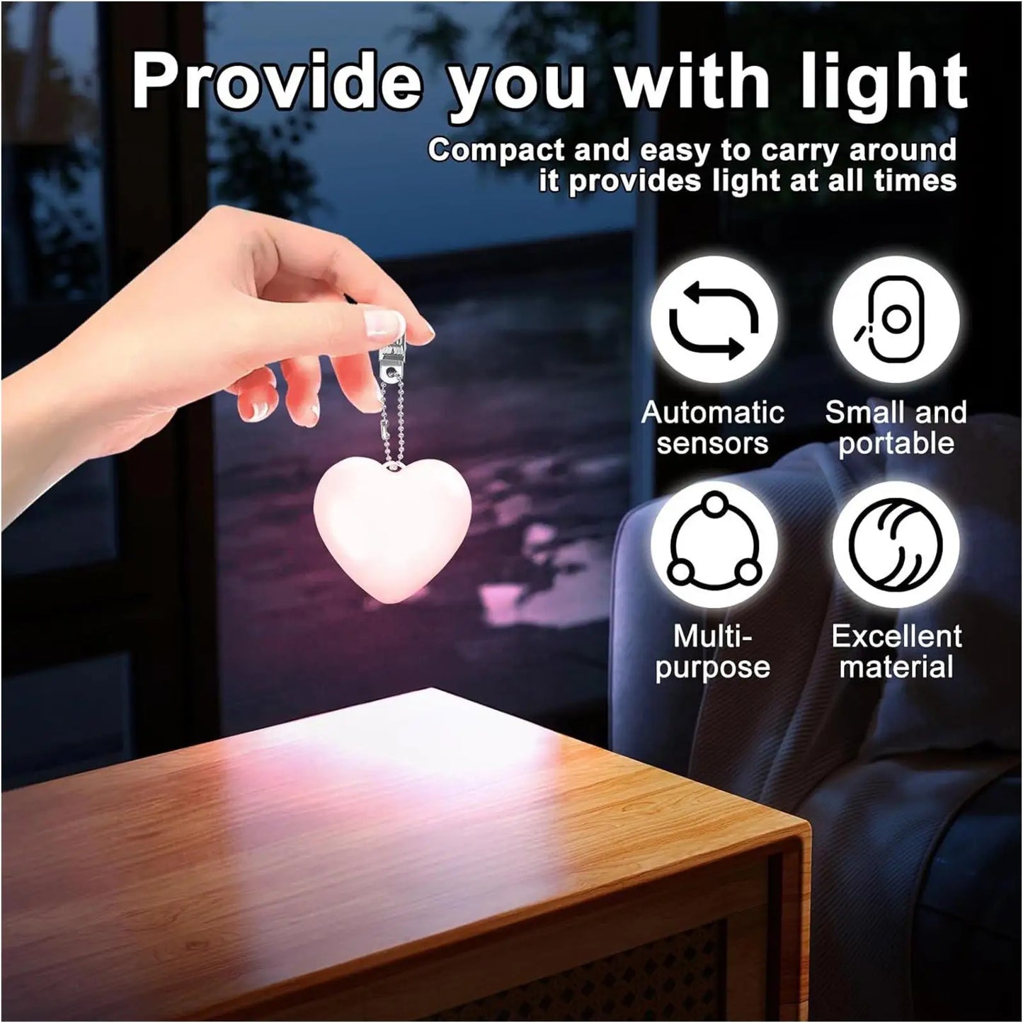 Purse Lamp Rechargeable Touch Sensor Handbag Lighting Purse Glow Heart Light For Traveling Business Trip Home Outdoor Girlfriend Peaceful Pleasures Health and Wellness