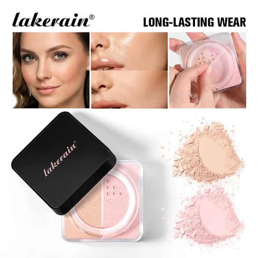 2 Tone Baking Loose Powder Smooth Matte Finish Long Lasting Wear Brightening Correction Oil Control Mild Concealer Loose Powder Peaceful Pleasures Health and Wellness
