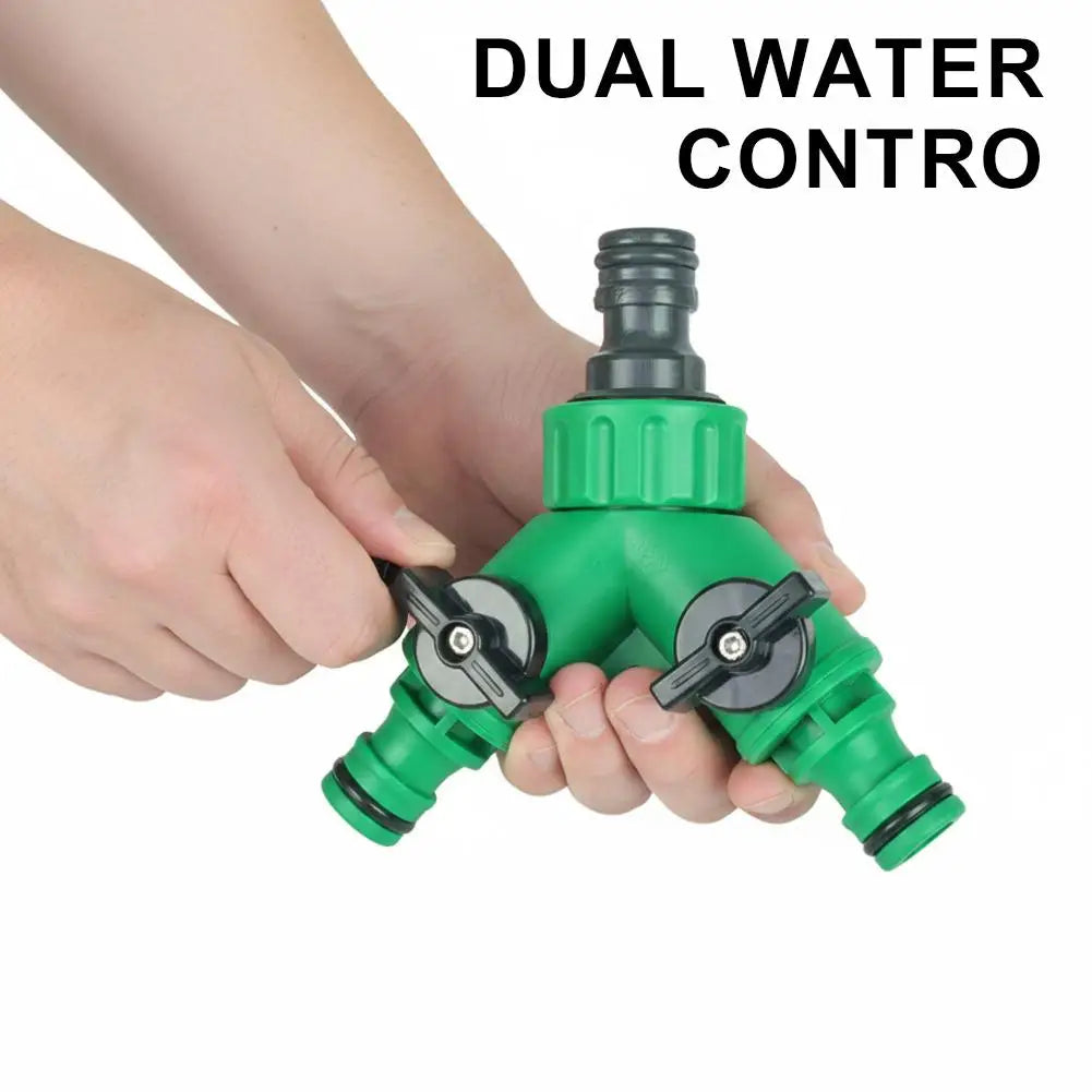 2-Way Garden Hose Splitter Y Connector with Dual Valves