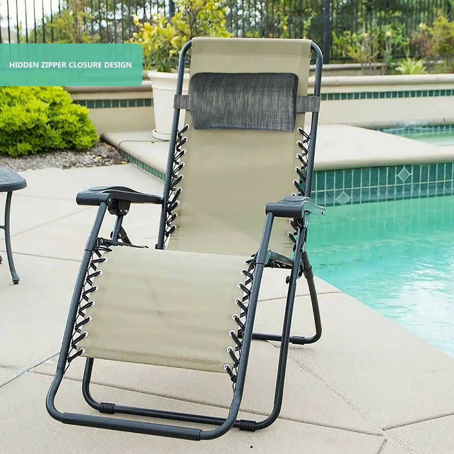 Pool Lounge Chair Pillow with Strap – Head & Neck Cushion Lounge Chair Pillow Peaceful Pleasures Health and Wellness