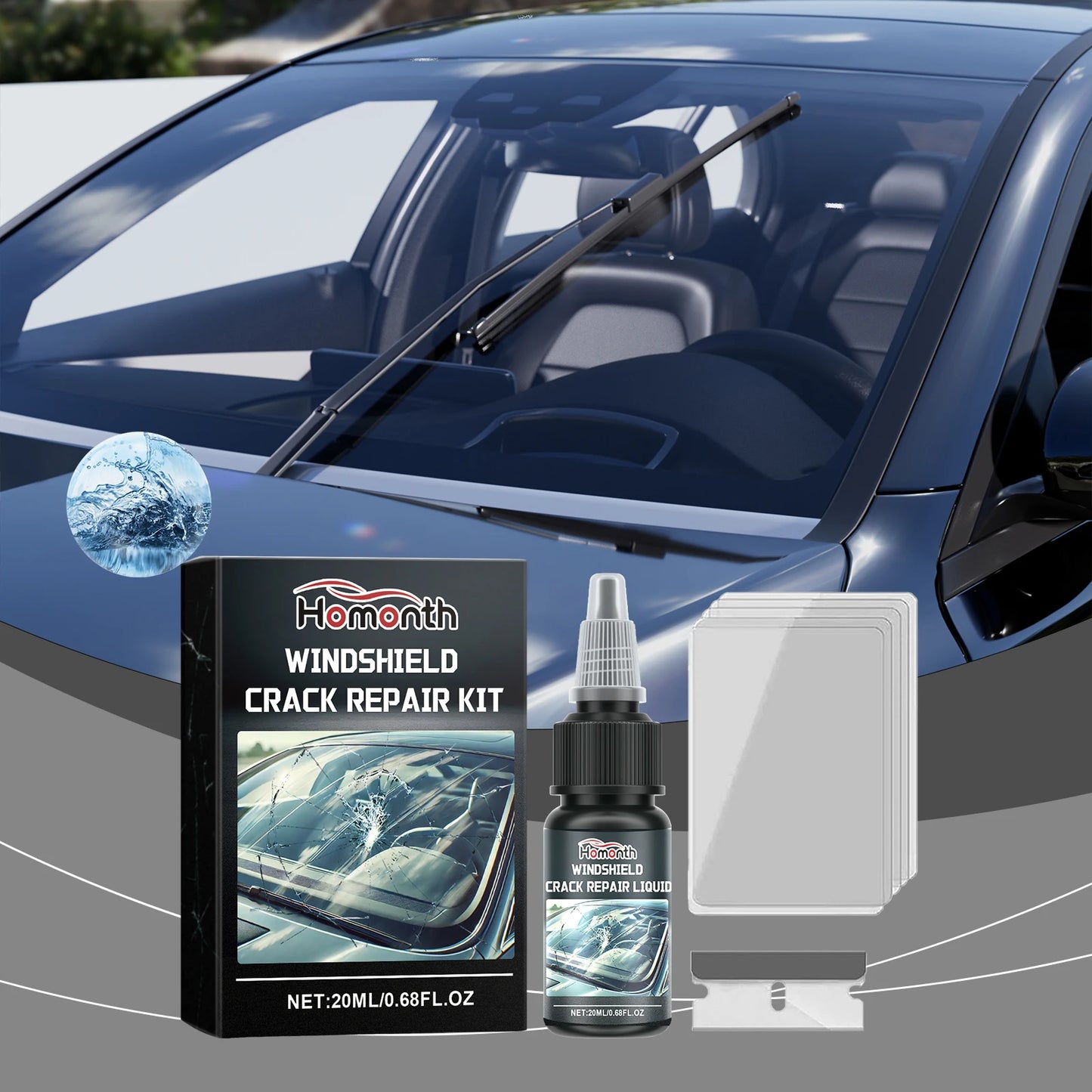 Windshield Glass Crack Repair Kit | Clear Adhesive 20ml
