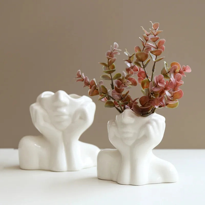 2026 Resin Vase Gold White Black Human Body Shaping Art Flower Planter Personalized And Creative Decoration Handicrafts Ornament Peaceful Pleasures Health and Wellness