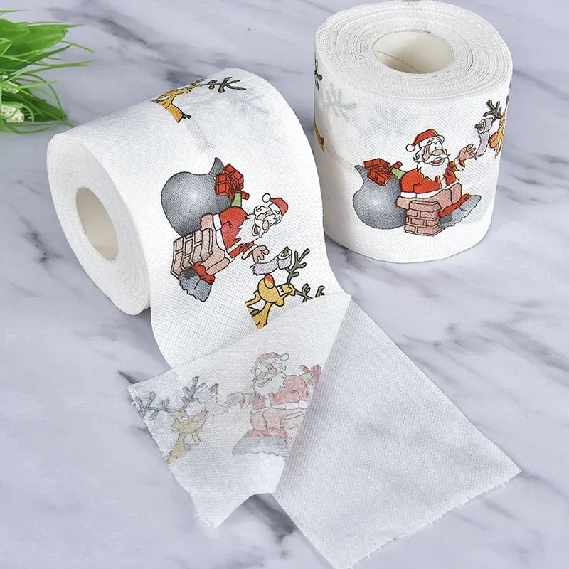 2Pcs Christmas Printed Tissue Disposable Printed Toilet Tissues Toilet Roll Paper Christmas Ornaments For Party New Year Gifts Peaceful Pleasures Health and Wellness