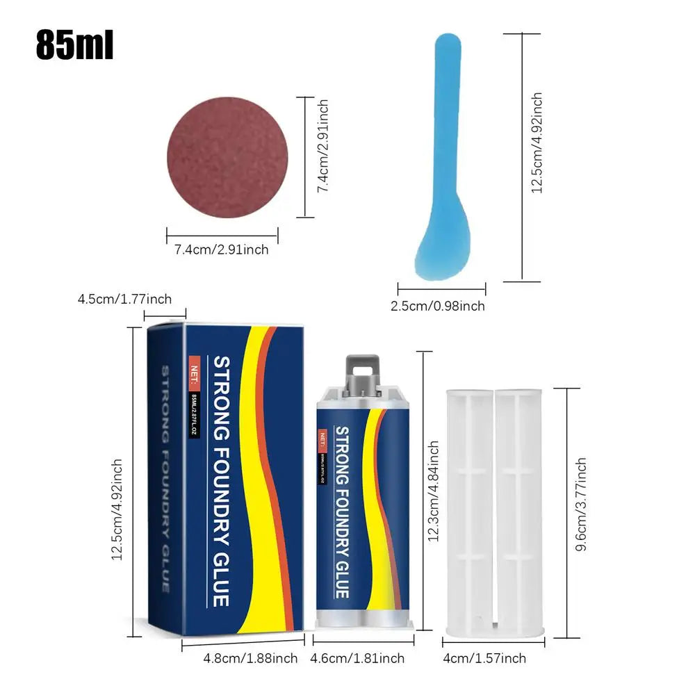 85ml Enhanced Metal Casting Glue, Heat Resistant Welding Adhesive Filler, Metal Construction Furniture Boat Electronics Radiator Peaceful Pleasures Health and Wellness 85ml