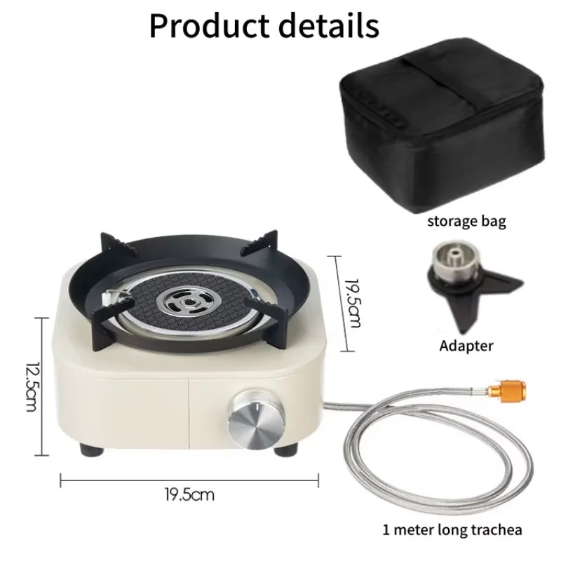 Outdoor portable gas stove, infrared energy-saving intense flame, wind-proof, detachable cartridge type stove, camping hot pot Peaceful Pleasures Health and Wellness white upgrade
