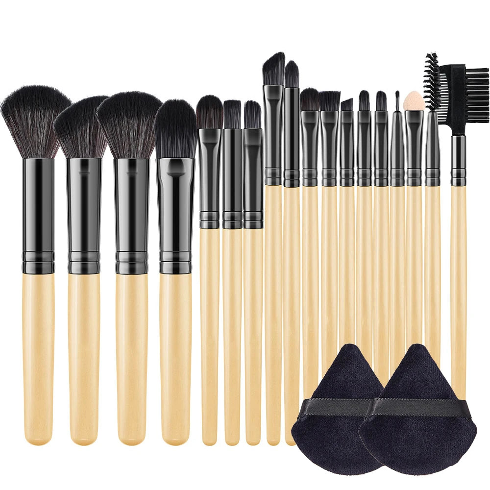 18-Piece Professional Makeup Brush Set – Kabuki & Blending Kit