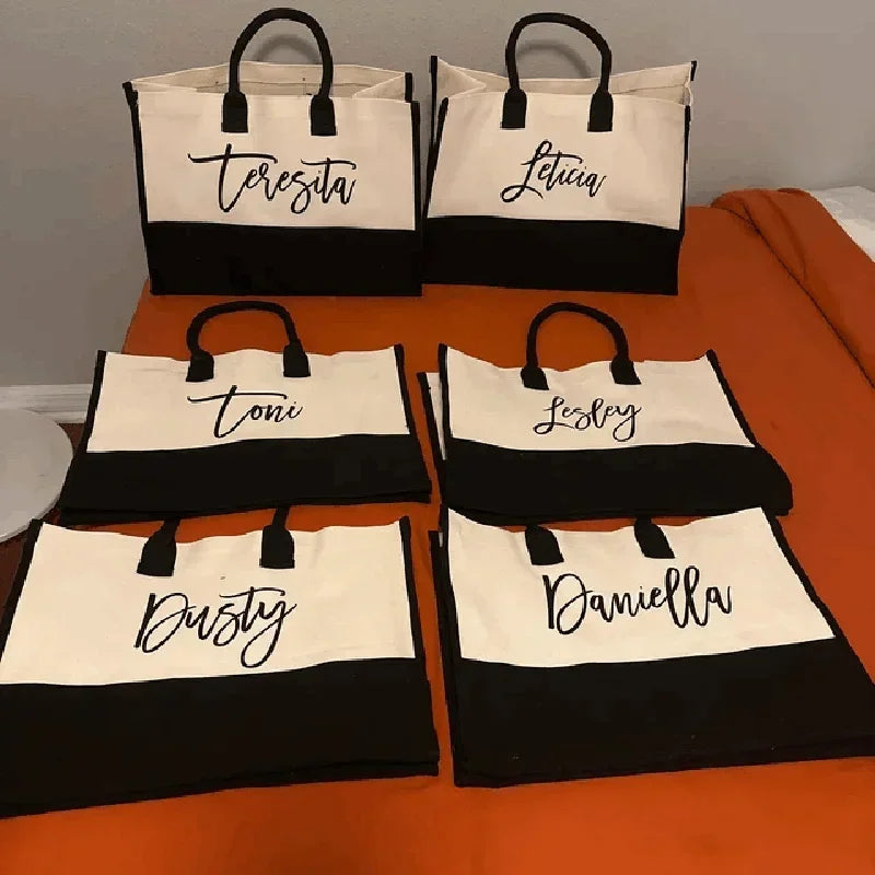 Custom Name Canvas Tote Bag | Bridesmaid Bachelorette Gift