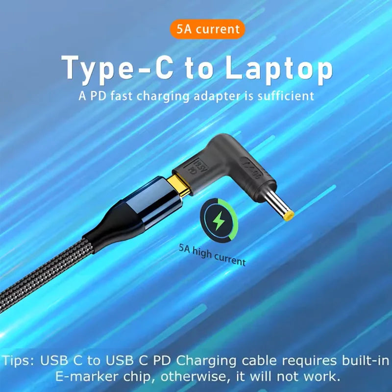 PD 20V100W Laptop Power Adapter Connector DC Plug USB Type C Female to DC Male Jack Converter for Hp Dell Asus Lenovo Notebook Peaceful Pleasures Health and Wellness