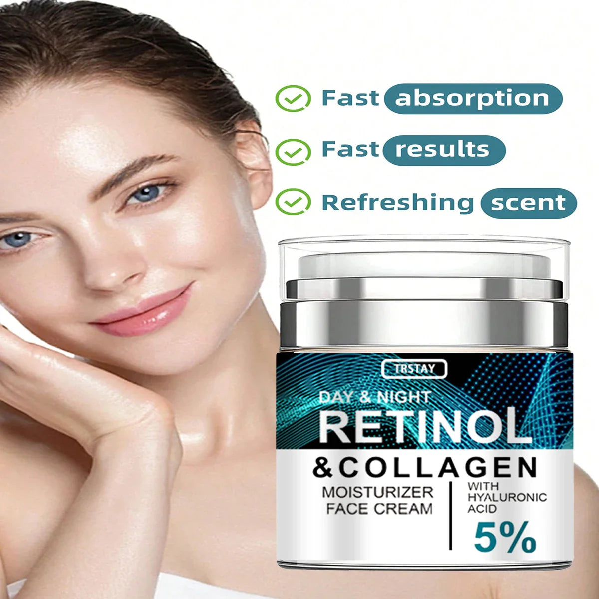 TRSTAY Retinol & Collagen Day Night Face Cream – Hyaluronic Acid