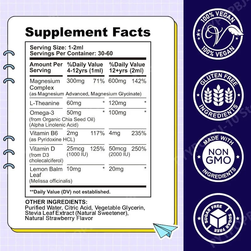 Kids Magnesium Glycinate Liquid Drops | Sleep & Calm, 2 fl oz