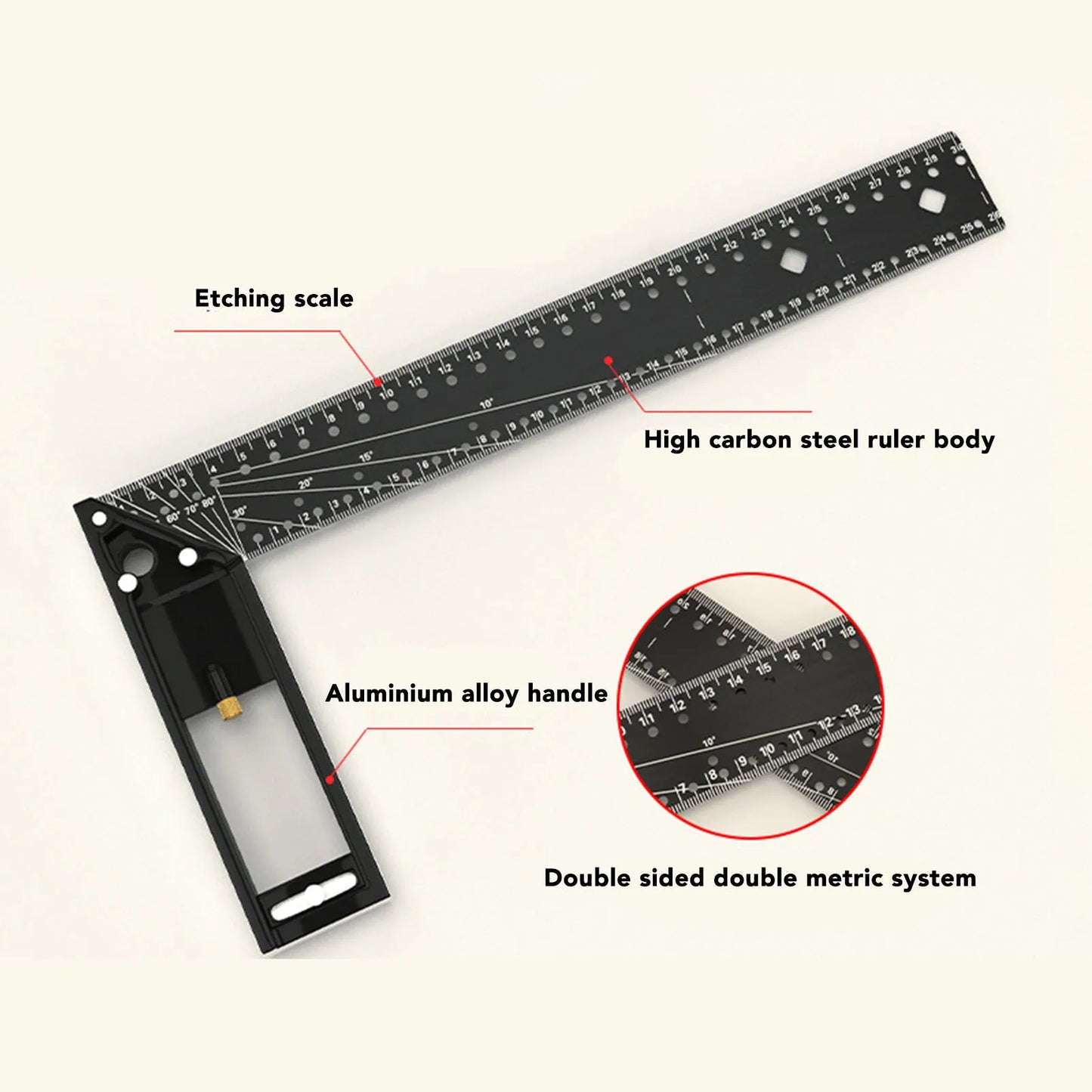 Multi Angle Measuring Ruler Professional 45 90 Degree Universal