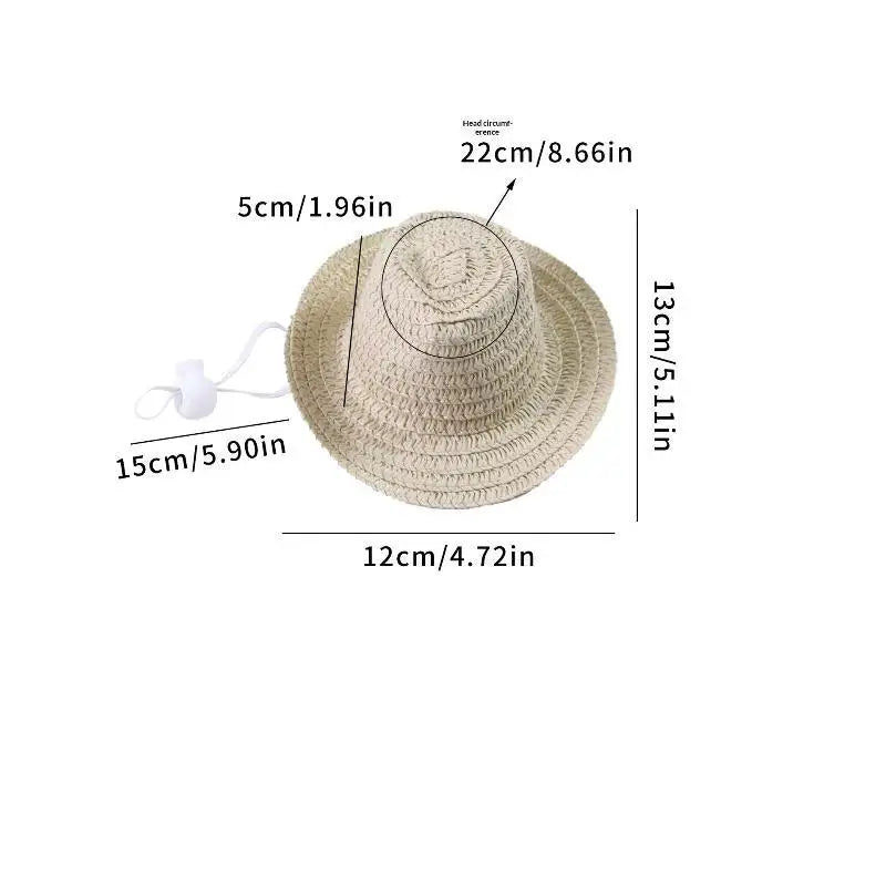 Mini Straw Pet Sun Hat for Cats & Dogs – UV Protection Cap