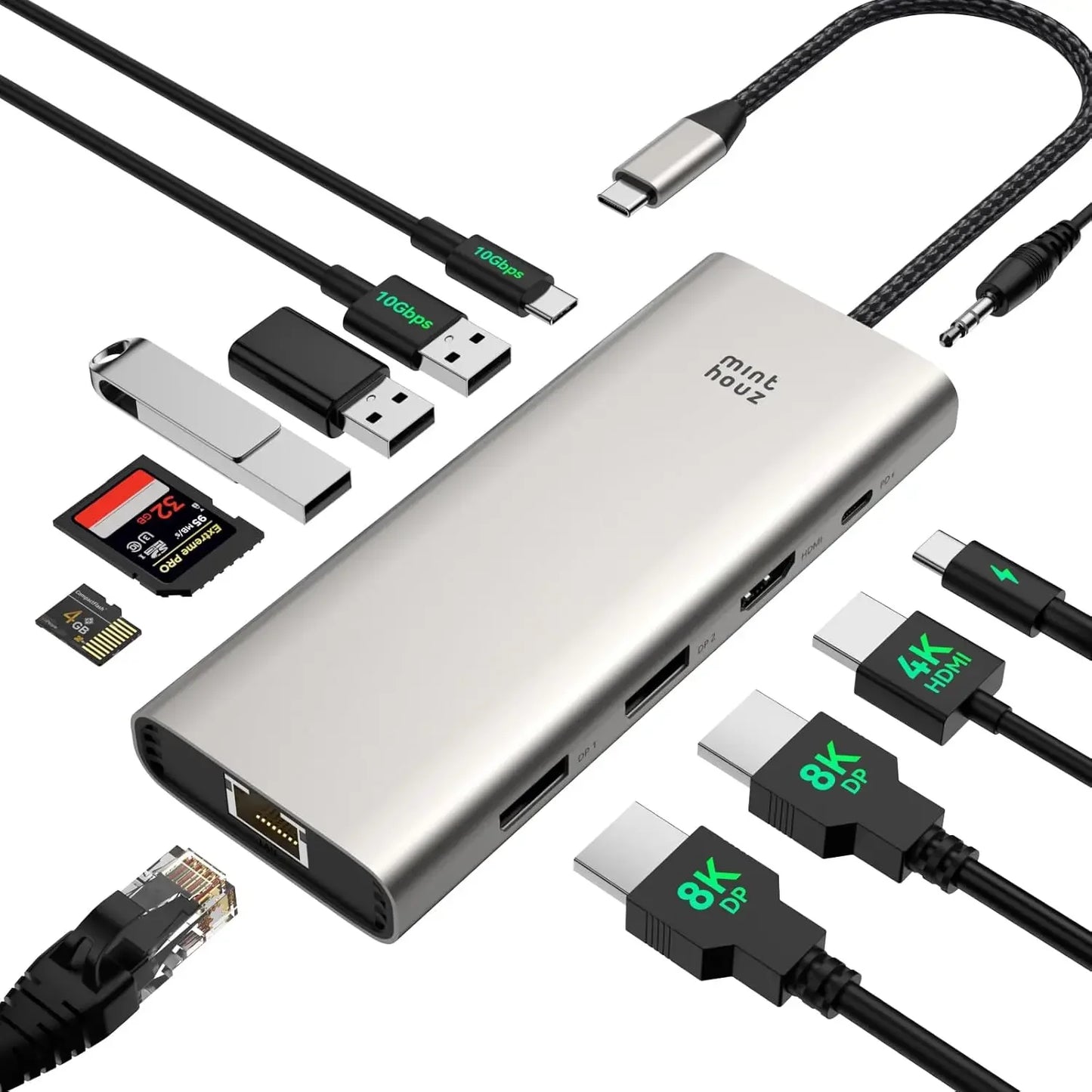USB-C Docking Station – Dual 8K DP, 4K HDMI, 100W PD & Ethernet Computer Accessories Peaceful Pleasures Health and Wellness United States