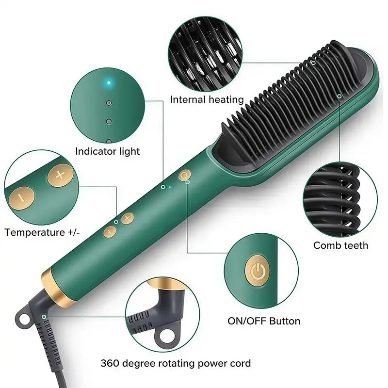 Intelligent constant temperature multi level temperature setting electrical ABS straight hairbrush Peaceful Pleasures Health and Wellness