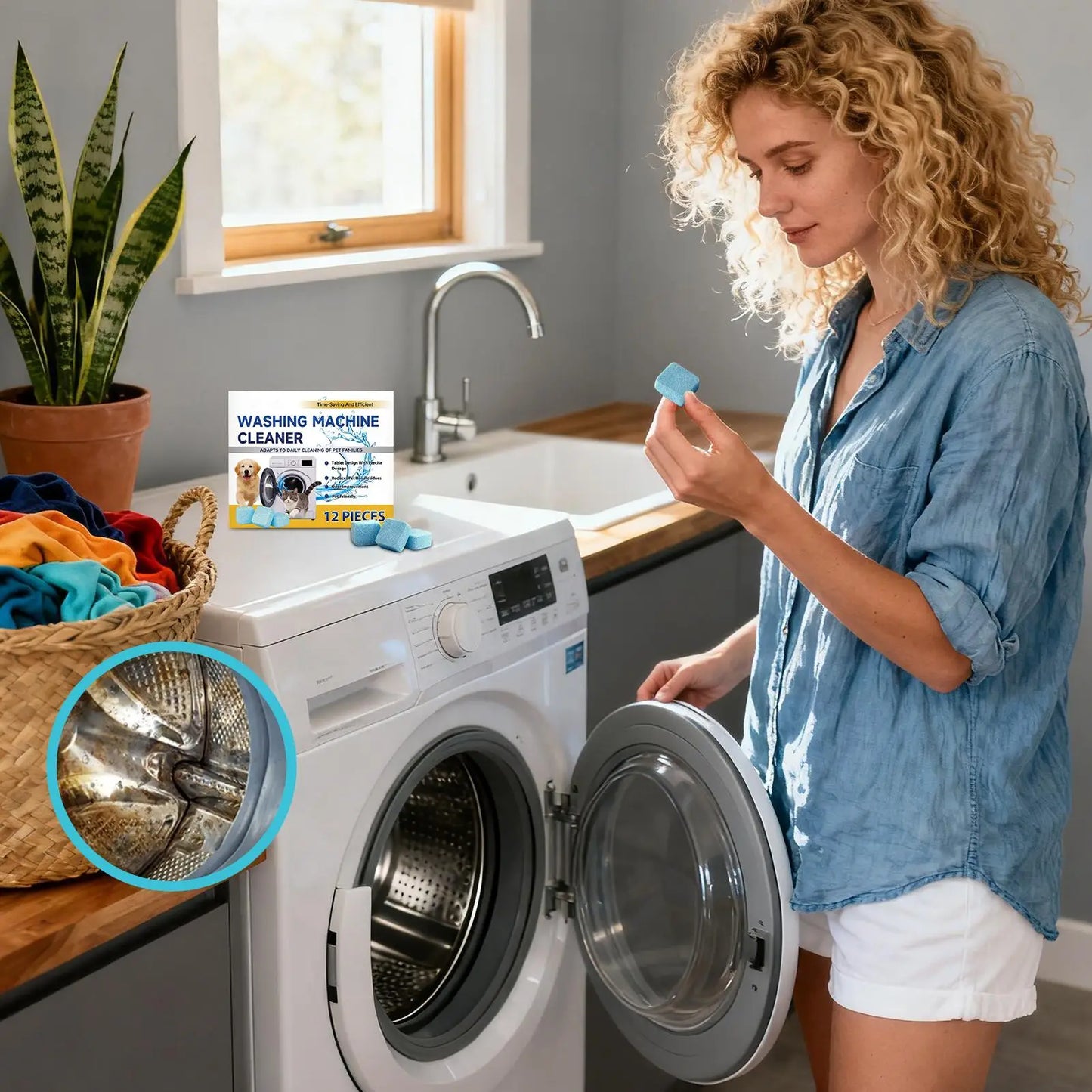 Washing Machine Cleaner Tablets 12pcs Odor & Stain Remover Deep Clean for Top/Front/HE Loaders, Removes Limescale, Grease, Grime Peaceful Pleasures Health and Wellness