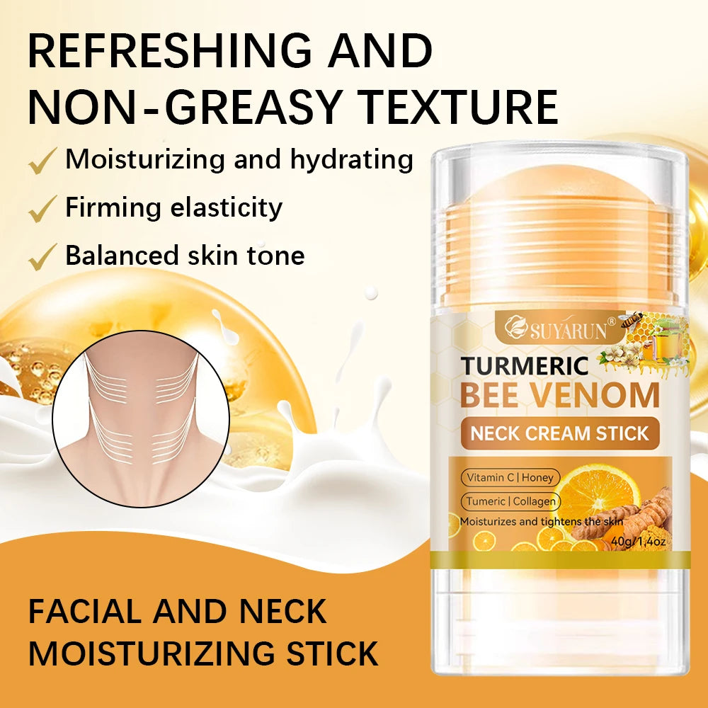 SUYARUN Turmeric Bee Venom Neck Cream Stick - Anti-Aging Firming, Wrinkle Reduction, Portable Moisturizer for all people. Peaceful Pleasures Health and Wellness