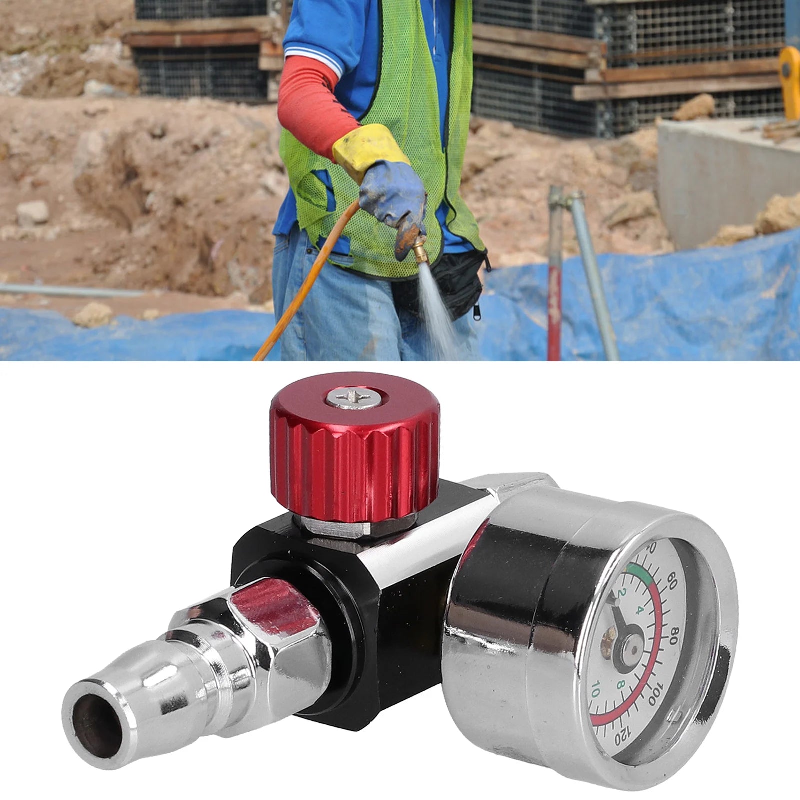 G1/4in Thread Spray Paint Gun Air Pressure Regulator Pressure Regulating Adjusting Valve Gauge Paint Gun Air Adjusting Regulator Peaceful Pleasures Health and Wellness