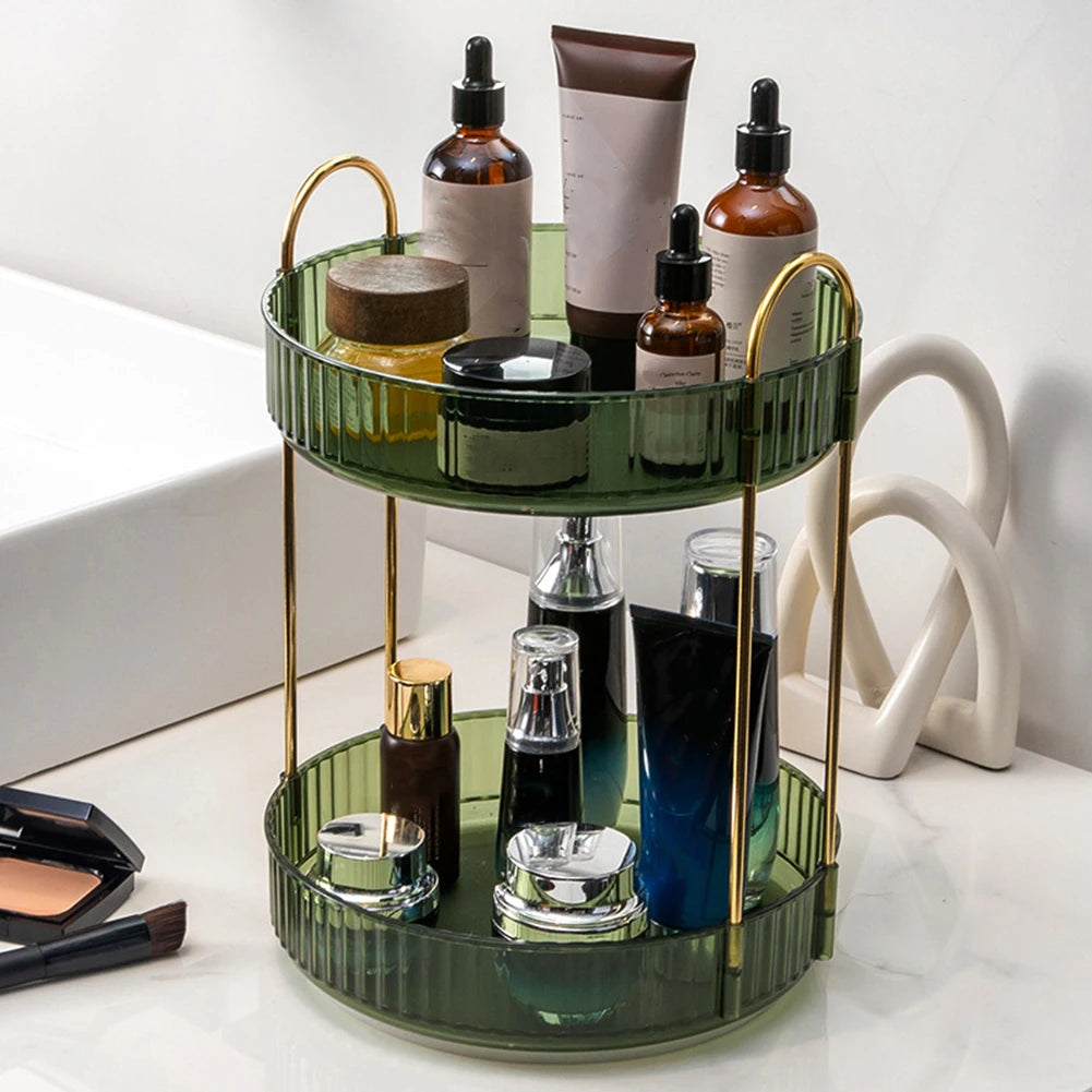 360° Rotating Makeup Organizer | Tiered Cosmetic Storage Rack