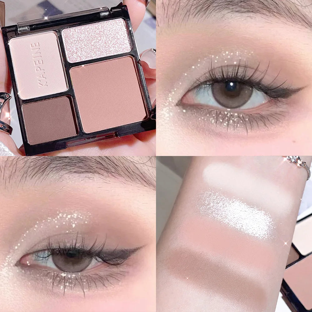 4-Color Eyeshadow Palette – Smoky Blue, Pink, Purple & Nude