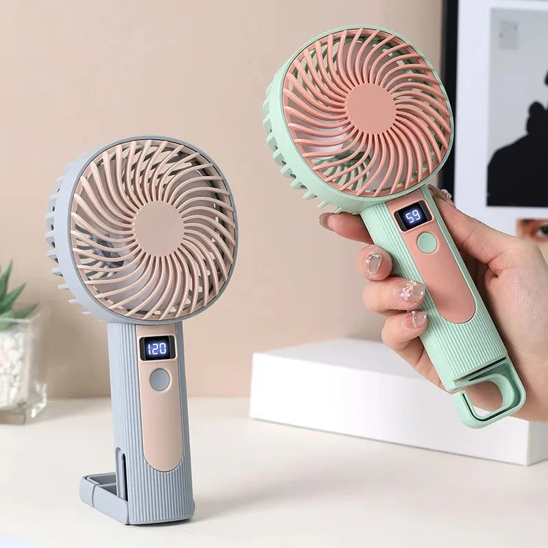 120-Speed Portable Handheld Fan | USB Rechargeable & Digital Display