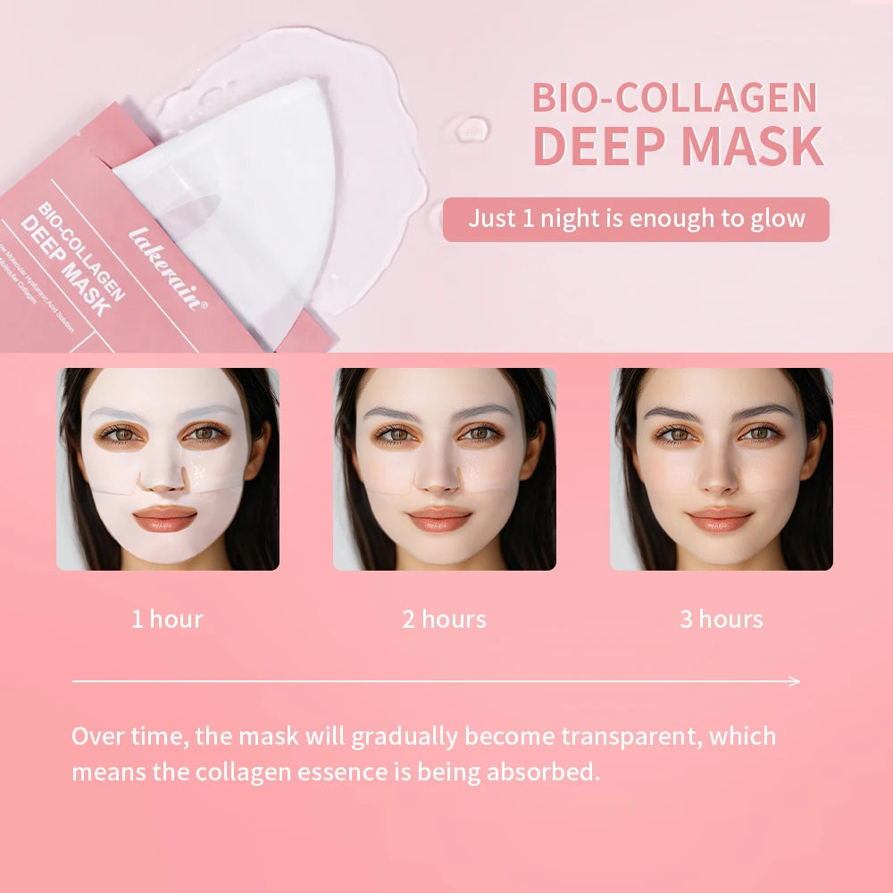 4pcs Bio-Collagen Deep Face Mask Overnight Mask Moisturizing Improvement Pore Brightening Face Firming Skincare Peaceful Pleasures Health and Wellness