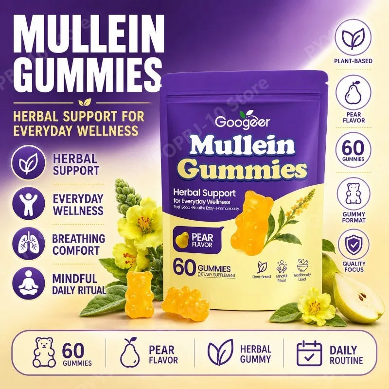 Googeer Mullein Gummies Pear Flavor – Plant-Based 60 CT