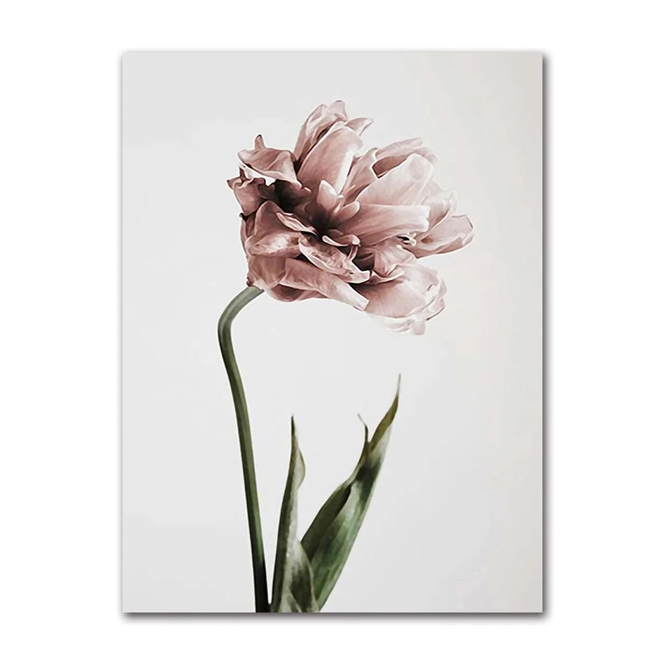 Nordic Tulip Flower Canvas Wall Art | Modern Living Room Print