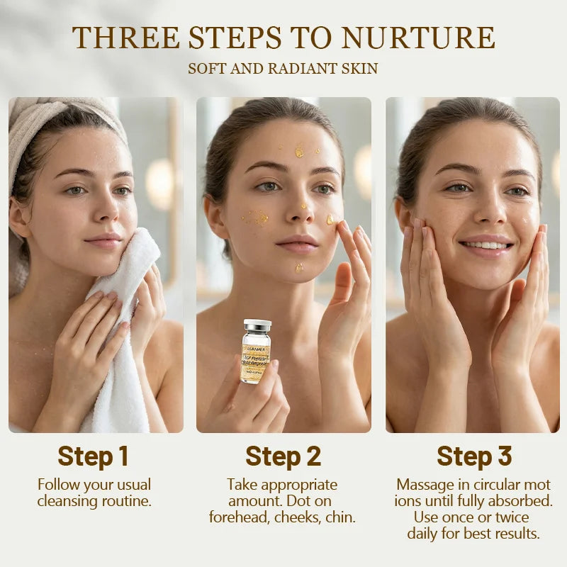 Facial Starter Kit Serum Hyaluronic Acid Essence Skin Care Set, Salmon DNA Glod Ampoule 0.27oz 10 Vials, Glow Repair Kit Peaceful Pleasures Health and Wellness