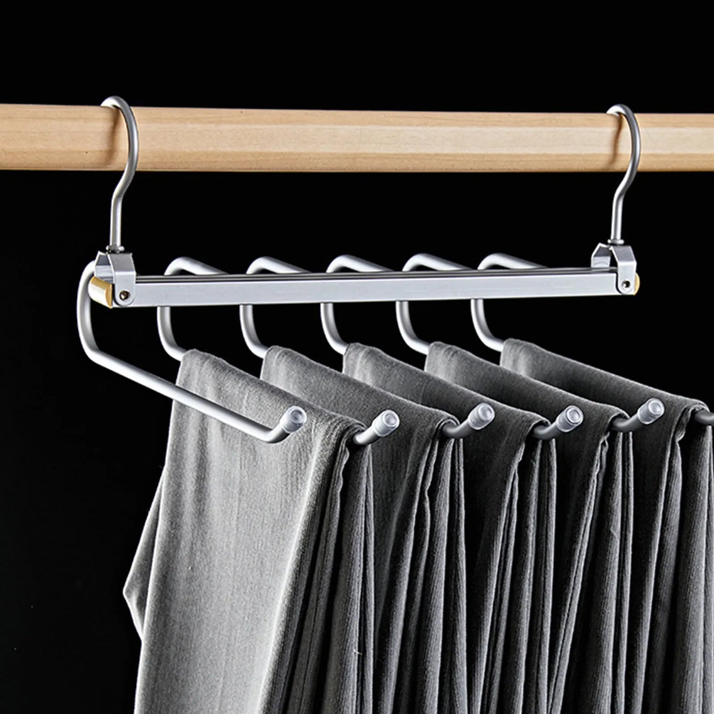 6-in-1 Aluminum Alloy Pants Hanger | Space-Saving Organizer