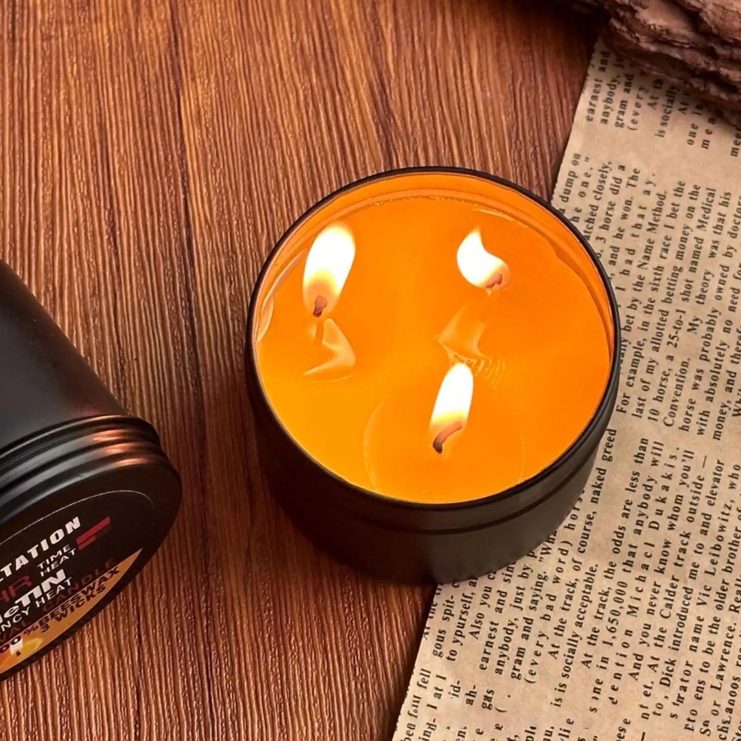 36-Hour 3-Wick Beeswax Survival Candle with Lid | Emergency