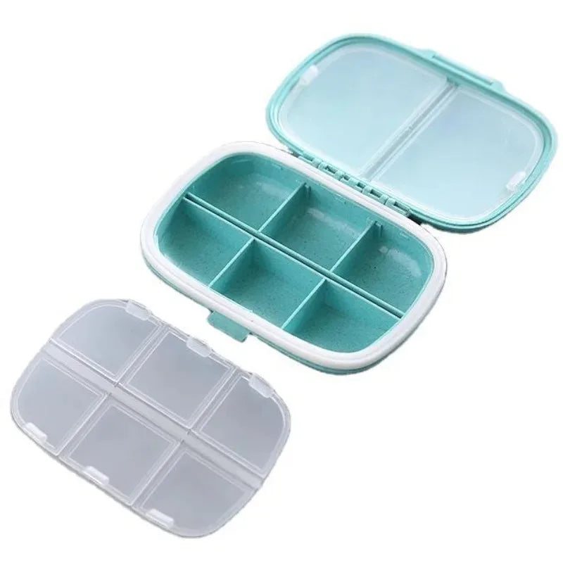 Mini Portable 8 Grids Sealed Wheat Pill Box Travel Medicine Organizer Tablets Storage Dispenser Container Peaceful Pleasures Health and Wellness