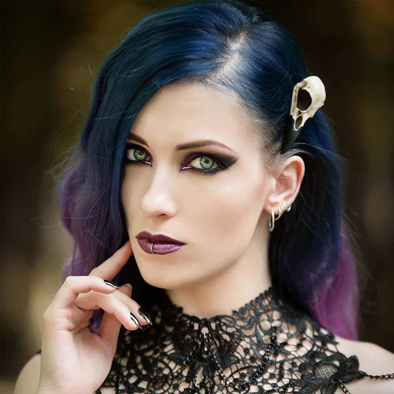 Goth Fashion Simulation Skeleton Crow Head Hairpin for Women Dark Creative Horror Fun Hair Clip Halloween Party Hair Accessories Peaceful Pleasures Health and Wellness