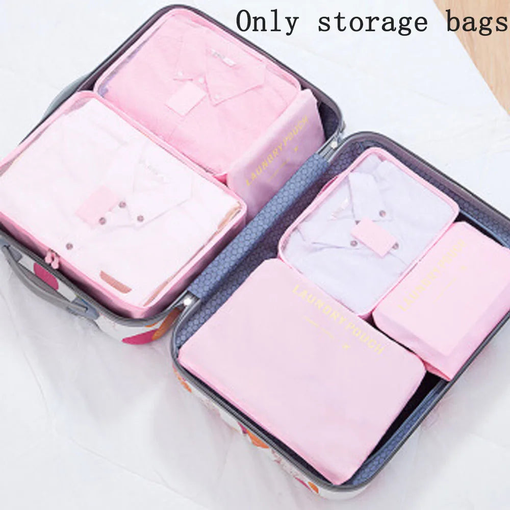 6-Piece Travel Storage & Laundry Bags Set | Clothes Organizer Travel Organizer Bags Peaceful Pleasures Health and Wellness 6PCS pink