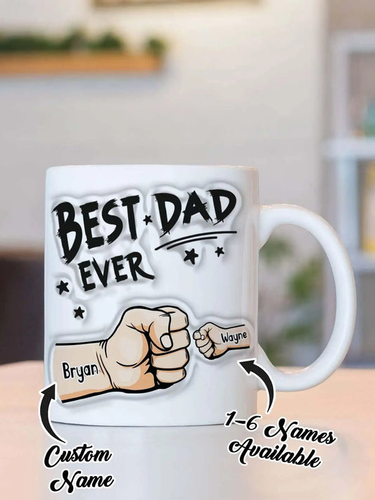 Personalized Dad Mug for Father's Day Custom Name Coffee Cup with 3D Text Effect Custom Name Coffee Cup Gift for Daddy Grandpa Peaceful Pleasures Health and Wellness