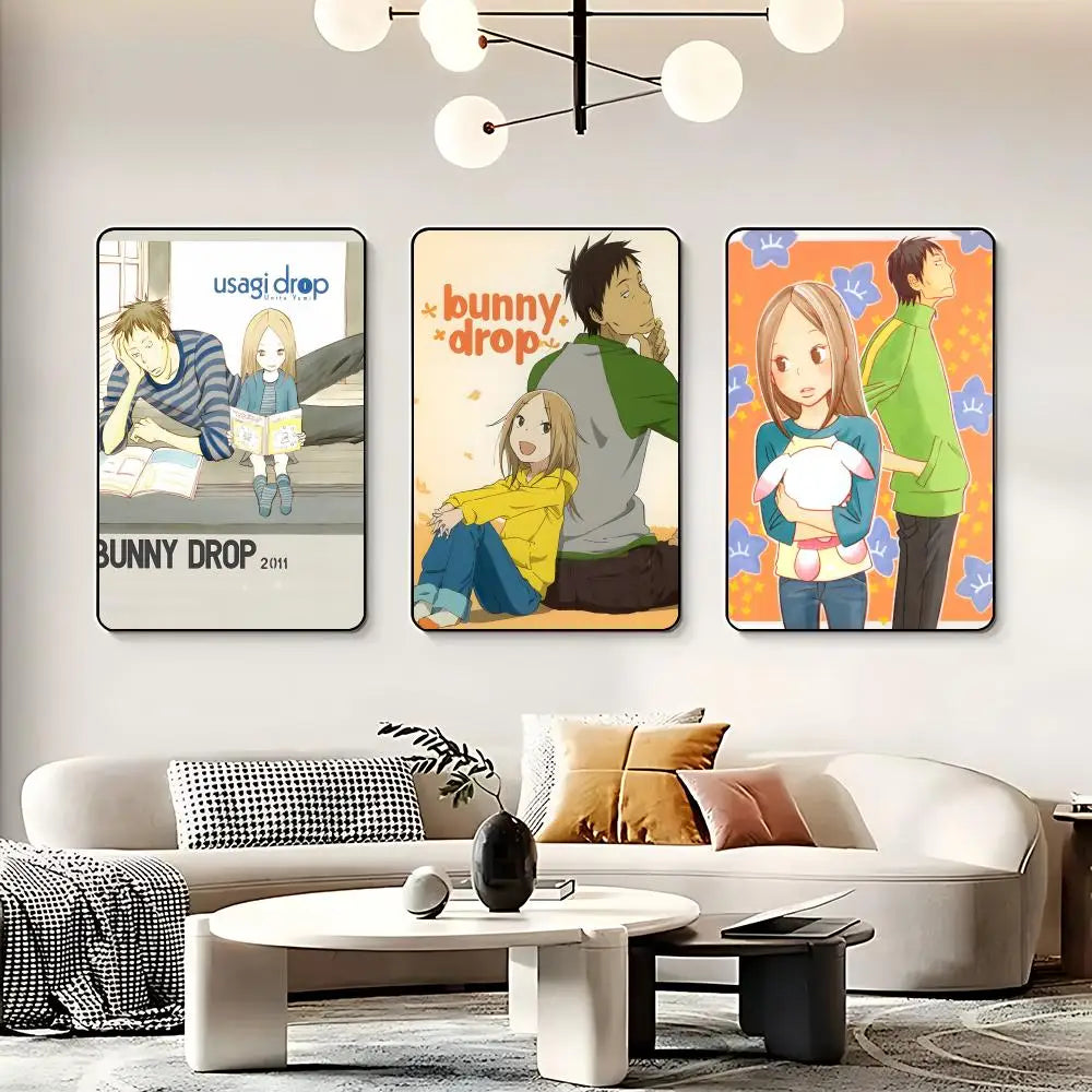 Anime U-Usagi Drop Poster HD Self Adhesive Waterproof Wall Art Ideal for Home Office Dorm Bedroom Great Gift Peaceful Pleasures Health and Wellness