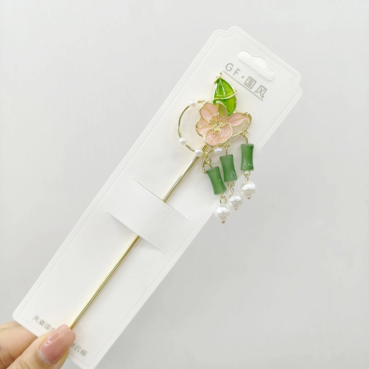 Chinese Style Hair Stick with Flower Decor Retro Floral Design Headwear with Tassel for Friends Girlfriend Wife Novel Gift Peaceful Pleasures Health and Wellness Model 41